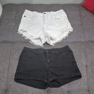 Wax Jean White and Black High-Waisted Jean Shorts